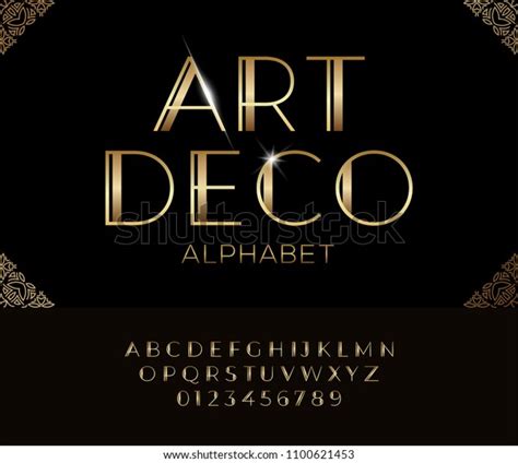 Elegant Golden Font Alphabet Art Deco Stock Vector Royalty Free