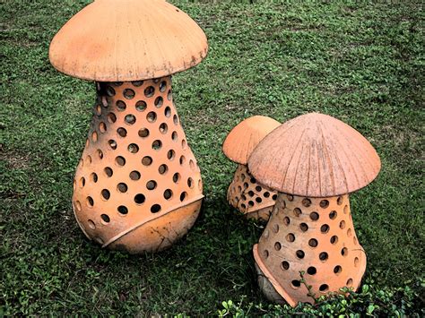 Clay Mushrooms Stuffed Mushrooms Wooden Sculpture Art Ceramic Art
