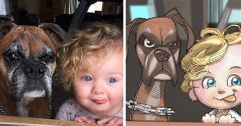 Illustrator Turns People And Their Pets Into Cartoon