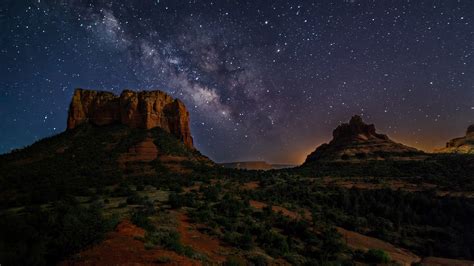 Starry Night In The Canyon Hd Wallpaper Background Image 1920x1280 Riset