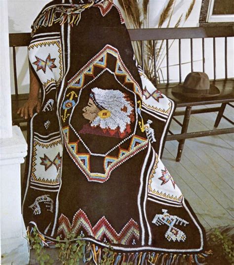 Vintage Crochet Afghan American Indian Blanket Pattern Pdf Etsy