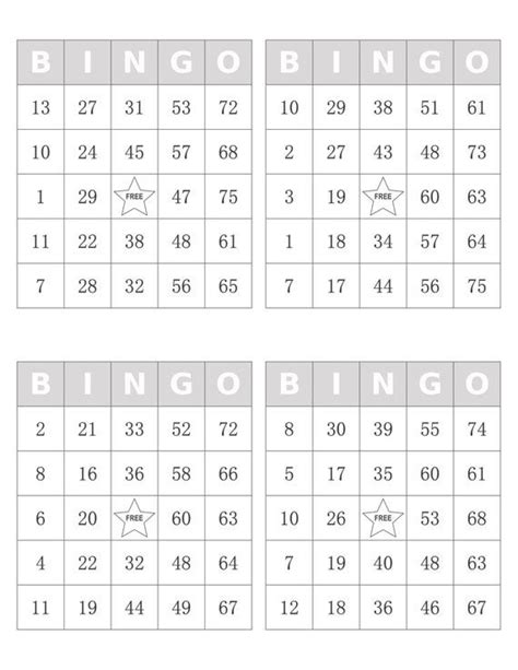 Bingo Cards 1000 Cards 4 Per Page Immediate Pdf Download Etsy Bingo