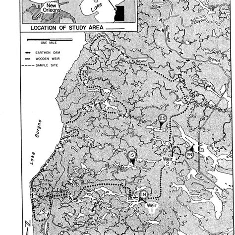 Map Of The Biloxi Area Marsh Inside The Dotted Line Is Semi Impounded