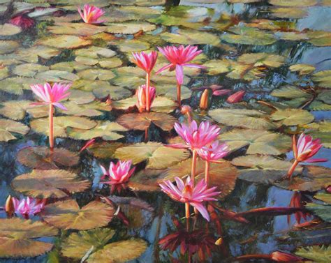 Water Lilies Painting Original Oil Paintins For Sale Royal Thai Art