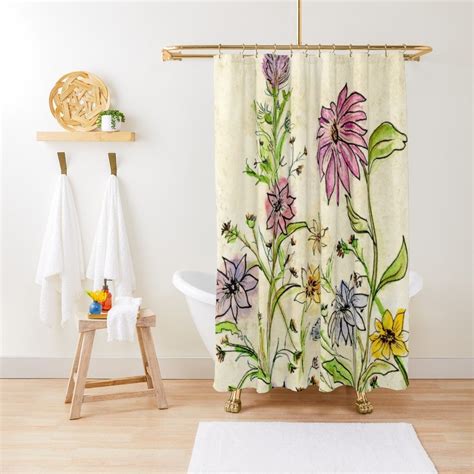 Wild Wildflowers Shower Curtain Annie Mason Watercolor