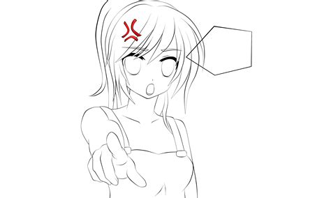 Girl Pointing Finger Lineart By Srtagiuu On Deviantart