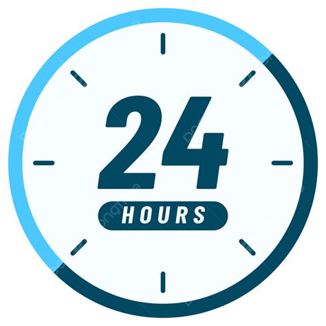 open 24 hours sign design with clock style in light blue and navy color 24 hours open 24 hours