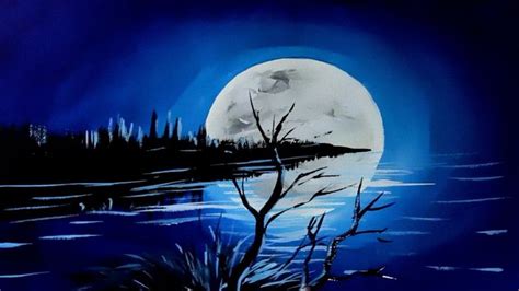 How To Paint Moonlight On Water Moon Acrylic Painting Painting