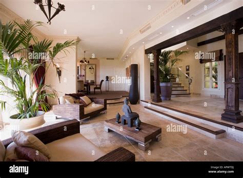 Modern Spanish Villa Living Room At Dusk Stock Photo Royalty Free