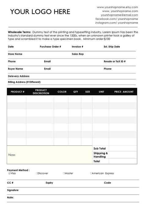 33 Free Order Form Templates Samples In Word Excel Formats