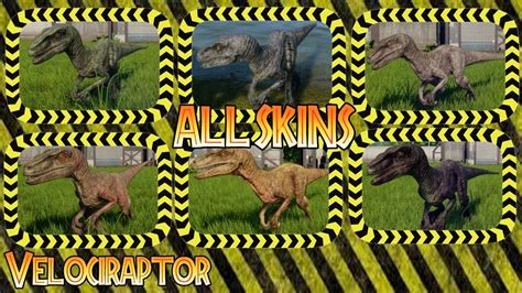 Velociraptor All Skins Velociraptor Todas Las Skins Jurassic World Evolution 16240162 Youtube