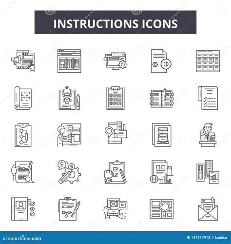 Instructions Line Icons Signs Vector Set Linear Concept Outline