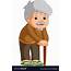 Cartoon Old Man With A Walking Stick Royalty Free Vector