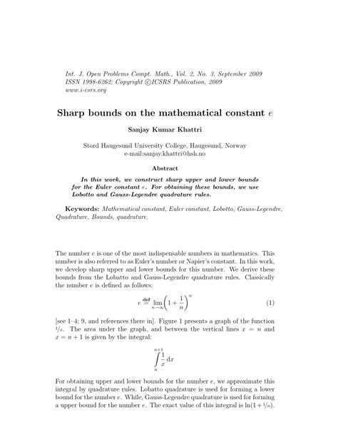 Pdf Sharp Bounds On The Mathematical Constant E