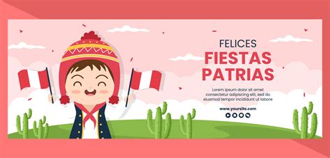 Fiestas Patrias Peru Landing Pagetemplate Redes Sociales Plano Dibujos Animados Fondo Vector