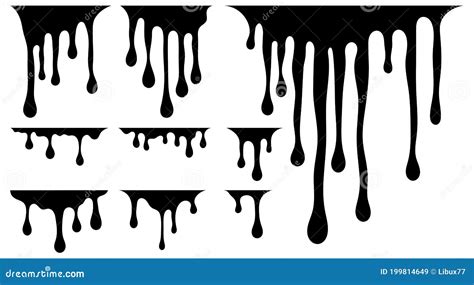 Black Dripping Frames Flowing Dark Fluid Or Liquid With Paint Drops