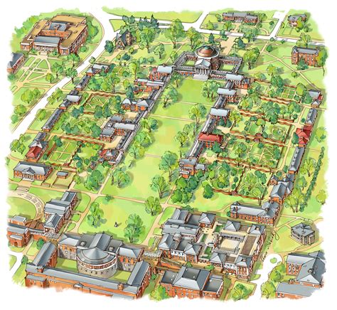 Uva Academical Village Campus Map Illustration By Rabinky Art Llc