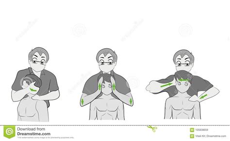 Massaggio Del Collo E Della Testa Il Terapista Di Massaggio Massaggia Illustrazione Vettoriale