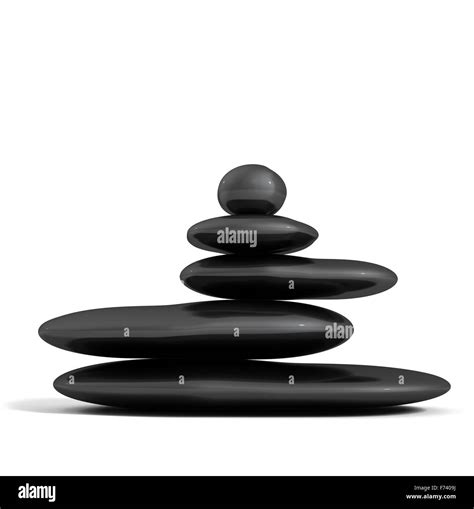 Balanced Black Stones Isolated In Whitezen Concept Stock Photo Alamy