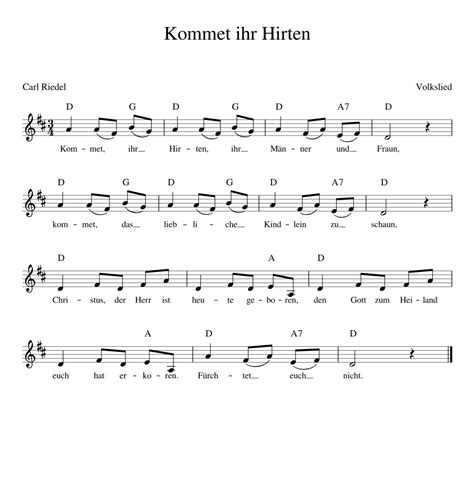 Viele weihnachtslieder in deutsch und englisch finden. Noten Text Kommet ihr Hirten Kommet ihr Hirten - ist ein ...