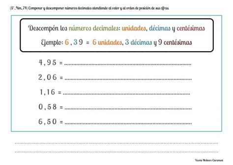 NÚMEROS DECIMALES Quinto Educación Primaria 10 años