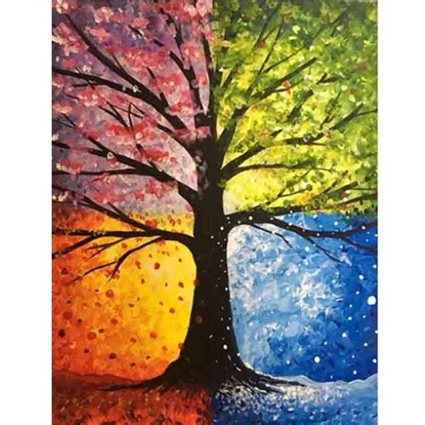 5d Diy Diamond Painting The Tree With Four Seasons Tree Etsy Seasons Art Painting Art