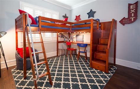 Built in bunk beds interestingly built corner bunk beds make the room's children's decor take on coziness, functionality and a welcoming atmosphere. Maxtrix Twin High Corner Loft Bed with Ladder and Stairs - Kids Furniture In Los Angeles