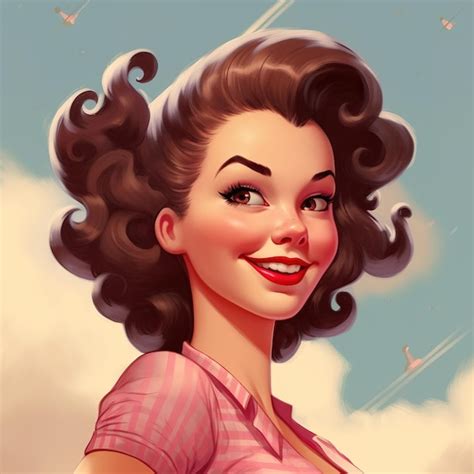 Premium Ai Image Style Retro Pin Up Girl Illustration