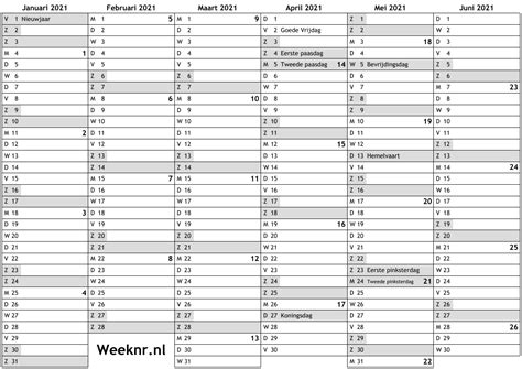 Kalender 2021 Met Weeknummers Om Te Printen Link Naar Onze Kalender