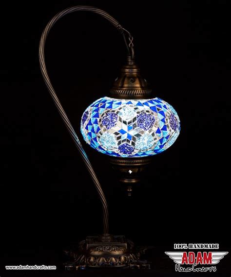 Swan Neck Mosaic Table Lamp Blue Model 2 Large Mosaic Lamps