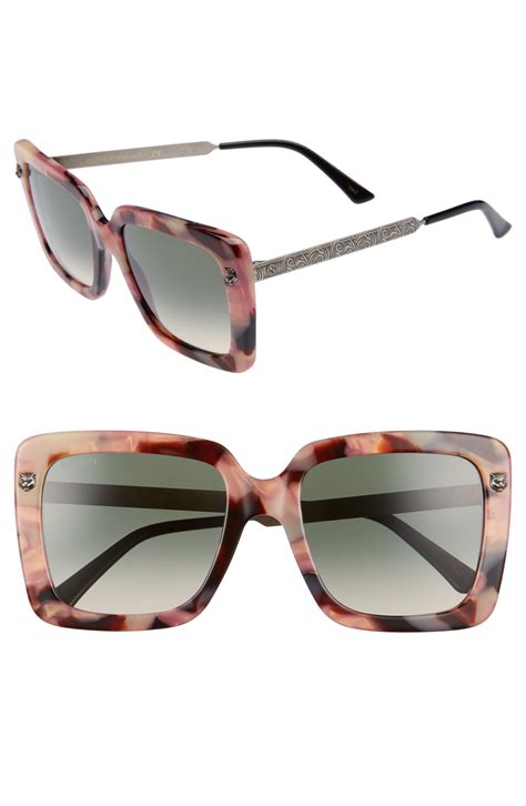 Gucci 53mm Square Sunglasses In Havana Modesens