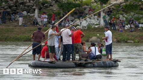 Migrant Caravan Desperate Members Illegally Cross Into Mexico Bbc News