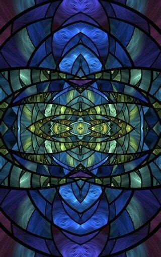 An Abstract Stained Glass Window With Blue And Purple Colors