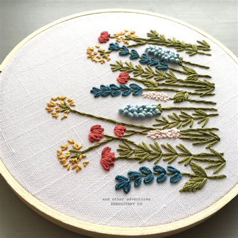 Beginner Hand Embroidery Pattern Bright Summer Meadow D
