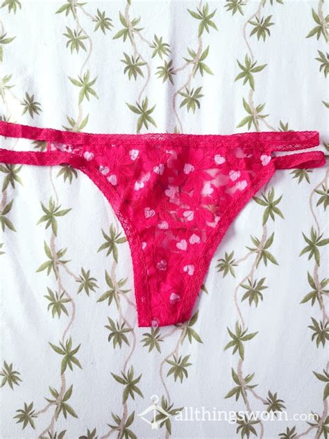 Buy Victorias Secret Red Lace Thong With Hearts And D
