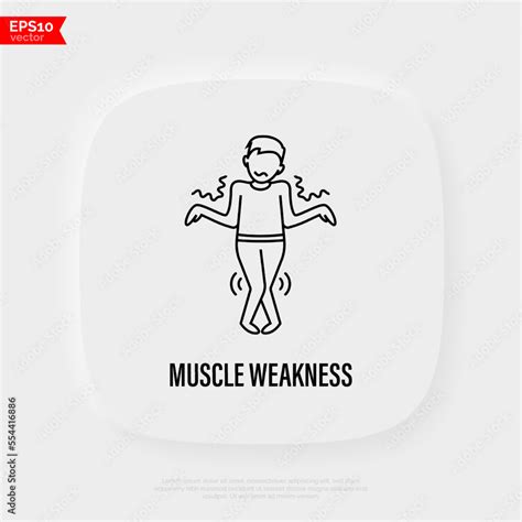 Muscle Weakness Thin Line Icon Man Can´t Control His Body Long Covid
