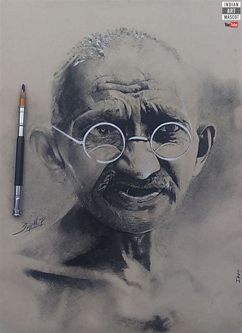 This Is A Charcoal Drawing Of Great Freedom Fighter Mahatma Gandhi With Images Toned Paper