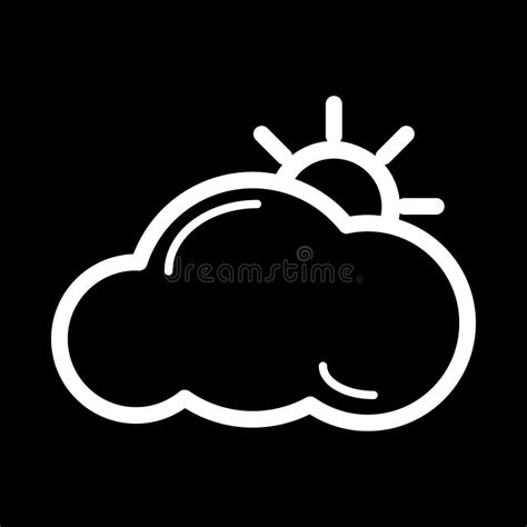 Sun Cloud Icon Vector Illustration Isolated On Black Background Stock