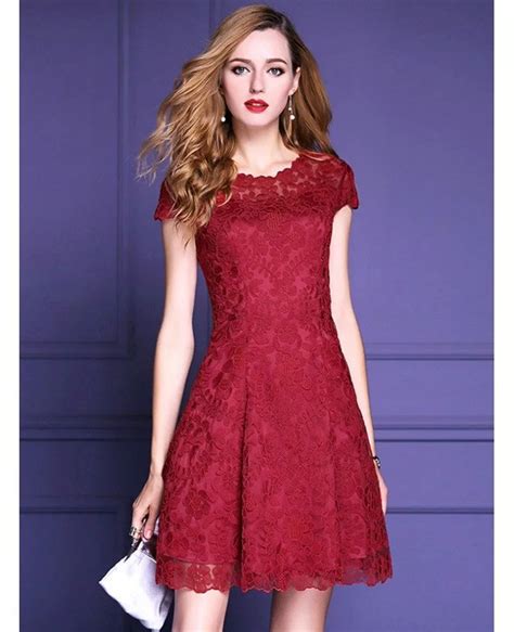 Burgundy A Line High End Lace Party Wedding Guest Dress With Sleeves