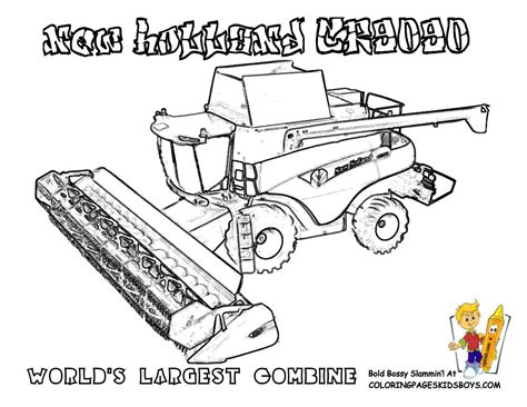 New Holland Combine Tractor Coloring Pages Sketch Coloring Page