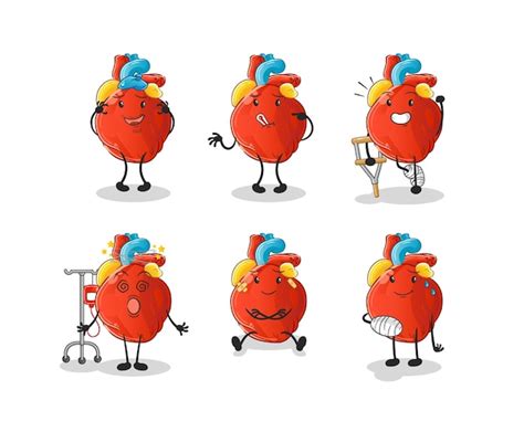 Premium Vector Human Heart Sick Group Character Cartoon Mascot Vector
