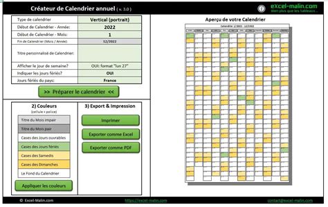 Calendrier 2022 Excel Et Pdf Pratique Modifiable Et Gratuit