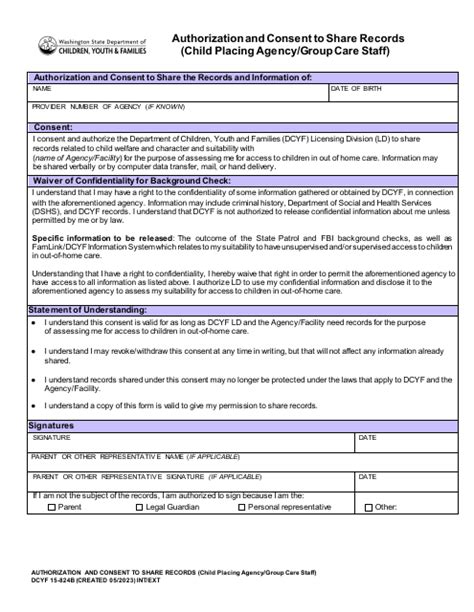Dcyf Form 15 824b Fill Out Sign Online And Download Fillable Pdf
