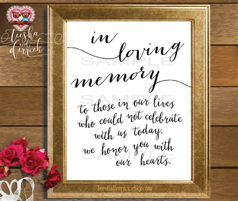 Instant Download Printable In Loving Memory Wedding Memorial Etsy