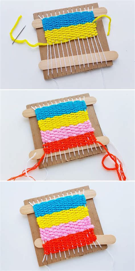 Weaving Ideas For Kids Yarn Weaving On A Cardboard Loom