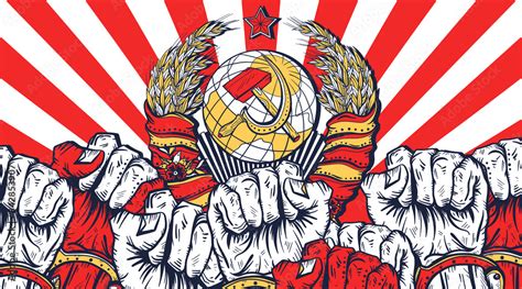 Revolution Print Background Communism Art Ussr Coat Of Arms Of