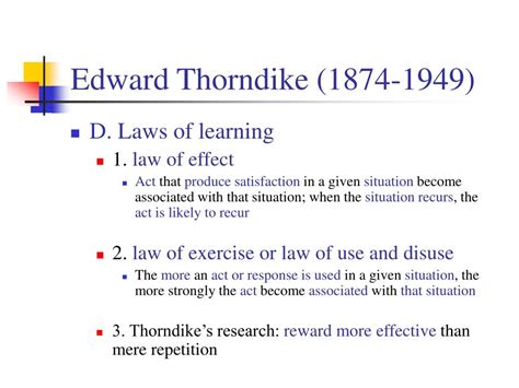 The law of effect principle developed by edward thorndike suggested that: PPT - History of Psychology PowerPoint Presentation, free ...