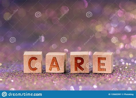 Care Word On Wooden Cubes Stock Image Image Of Bokeh 135602991