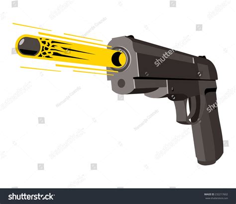 Pistol Fires Bullet Cartoon Style Vector De Stock Libre De Regalías