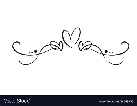 Heart Love Sign Logo Design Flourish Element Vector Image